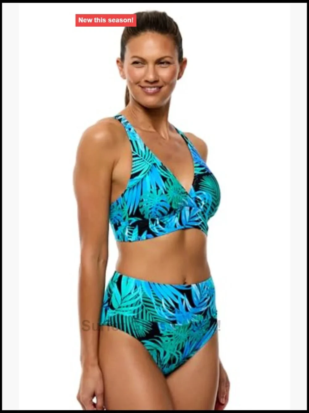 Women's Bikini Top with Removable Soft Cups, UPF 50, X-Back Straps, High